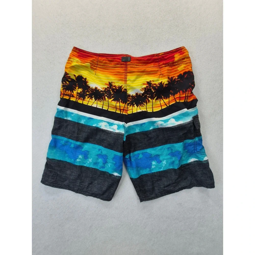 O'Neill Hyperfreak Board Shorts Sunset Palm Tree Graphic Multi-Color Mens 33